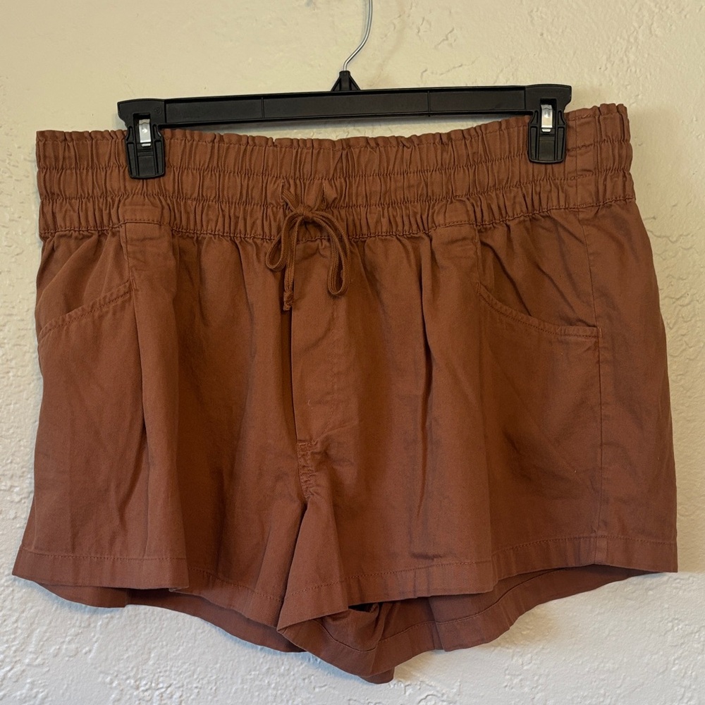 NWT aerie High-Waist Drawstring Elastic Waist PullOn Cotton Shorts XL